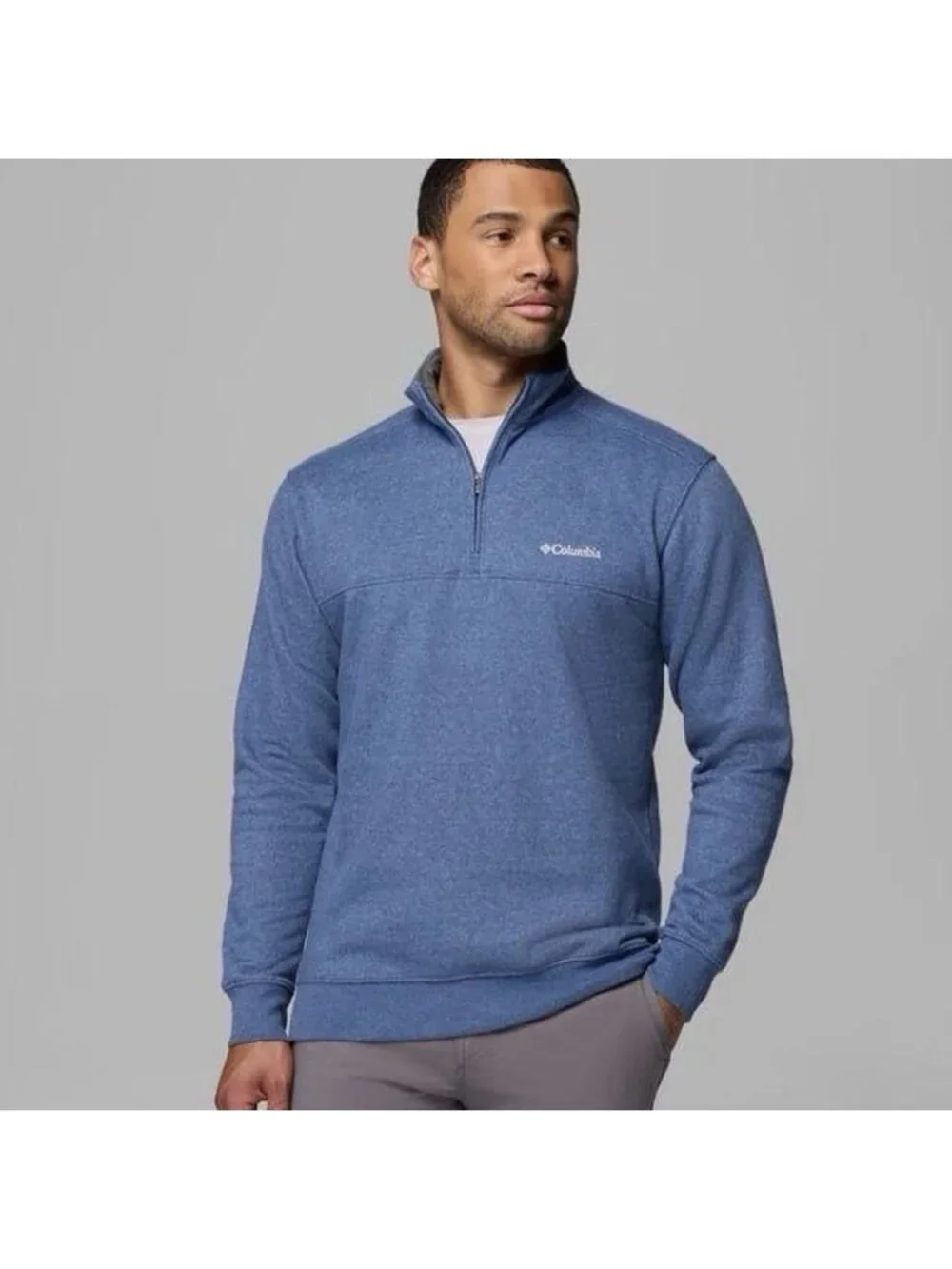 Columbia Heather Blue Quarter Zip Fleece Sweatshirt Men’s XL
